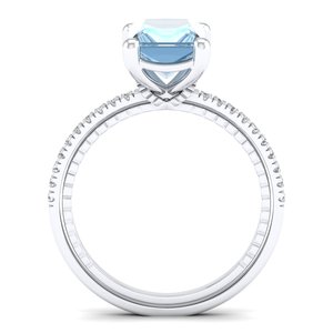 Bague en or massif 14 carats REYES, nouveau design, diamant certifié IGI, prix de gros, pierre précieuse aigue-marine 2 carats, cadeau de mariage, bijoux fins - Product Image 4