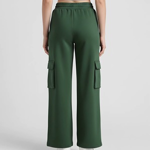 OEM Custom Pattern Western Patchwork Women's Casual Sport Cotton Flare Jogger Pants Lace Mid Waist Pockets - Product Image 5