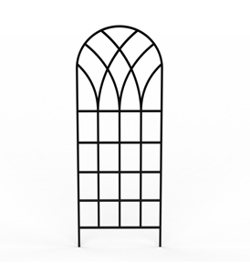 Classic Iron Garden Trellis with Arched Top and <b>Grid</b> Design for Plant Support in Backyards - Product Image 1