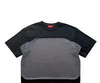 T-shirt homme de haute qualité, bicolore, à manches raglan, épaules tombantes, coupe oversize, en coton, court, uni