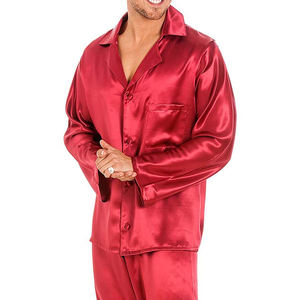 Pijama de seda helada para hombre 2026, de moda, con solapa, manga larga y pantalón largo, conjunto de dos piezas, traje de noche de satén para otoño, talla grande, ropa de dormir para hombre - Product Image 2