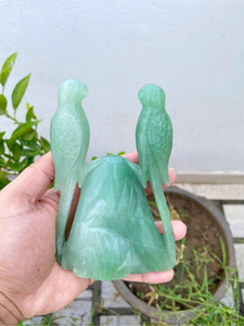 Statue de paire de perroquets en aventurine verte naturelle sculptée à la main, 6 pouces, sculpture en cristal, décoration d'intérieur, fournisseur en gros OEM ODM - Product Image 3
