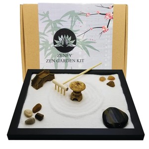 Ensemble miniature de jardin zen en teck artisanal avec design de sable raclé - Vente en gros - Product Image 6