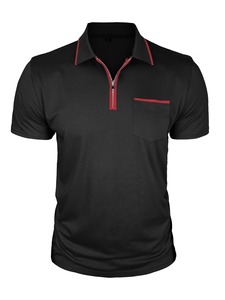 เสื้อเชิ้ตแขนสั้นผู้ชาย ผ้าถักนิตติ้ง 100% ผ้าฝ้าย ป้องกันรอยยับ ลายพิมพ์ ออกแบบโลโก้ได้ ซิปและกระเป๋าเสื้อ สไตล์ลำลอง - Product Image 3