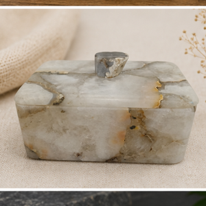 White Marble Decorative Urn Keepsake <b>Box</b> Leaf Knob <b>Memorial</b> Container for Home Display - Product Image 4