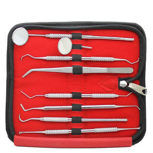 Kit de 8 instruments dentaires pour le soin des dents, comprenant détartreur, gratte-dents et miroir, pour l'élimination du tartre, du calcul et de la plaque dentaire, par Grip Surgical - Product Image 2