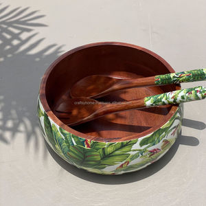 ชามเสิร์ฟอาหารดีไซน์ใหม่ชามสลัดทำจากไม้งานแฮนด์เมดขนาดกำหนดเองขายส่งใช้ในบ้าน - Product Image 4