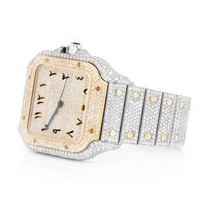 Montre de luxe pour homme, cadran carré, quartz analogique, entièrement sertie de diamants Moissanite, acier inoxydable, style Hip Hop, personnalisée - Product Image 3