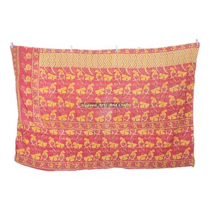 Indian Patchwork Kantha Bedcover Indian Reversible Hand Stitched Heavy Throw Old Sari Blanket Patch Work Heavy 3 To 5 Layers - Product Image 4