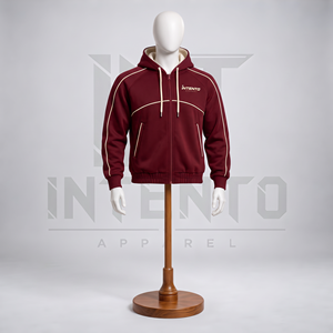 INTENTO <b>Men's</b> <b>Navy</b> Blue Zip up <b>Hoodie</b> Sporty Solid Track Jacket 80% Cotton 20% Polyester Regular Fit - Product Image 6