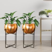 Carrinho de Metal Durável com Design Clássico para Vasos de Flores, Suporte Resistente à Ferrugem para Exibição de Plantas Internas e Externas, Decoração para Casa