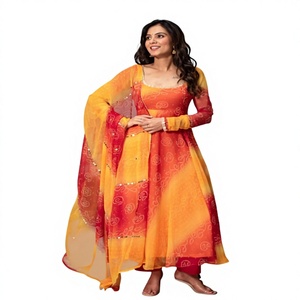 Robe Salwar Kameez Traditionnelle Premium à Imprimé Numérique en Faux Georgette, Coupe Ample, avec Dupatta Assortie et Pantalon en Micro Coton – Idéale pour les Fêtes - Product Image 1