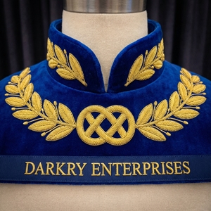 Premium Custom Handmade Gold Bullion Embroidery Blue <b>Stand</b> Collar Bespoke Manufacturing Service - Product Image 6