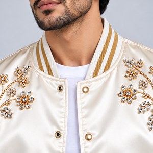 Chaquetas Bomber de Satén con Pedrería para Hombre, Estilo Diamante Brillante, Decoración de Cristal, Ropa de Fiesta, Diseño de Moda, Ropa Casual de Calle - Product Image 6