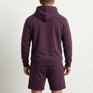 Hot Selling Winter <b>Men's</b> 2-Piece <b>Hoodie</b> <b>and</b> <b>Shorts</b> <b>Set</b> Long Sleeve 100% Cotton Fleece Streetwear - Product Image 4