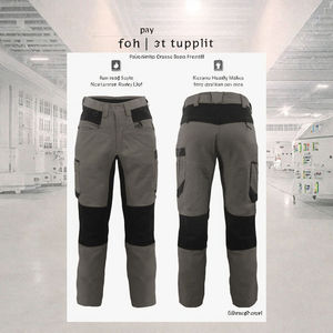 Men's Gray Hi Visibility Reflective CE Certified <b>Work</b> <b>Pants</b> <b>Black</b> Reinforced Knees Pockets Abrasion Resistant Polyester Uniform - Product Image 3