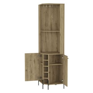 Mueble Bar Reese de Doble Puerta con Cinco Botelleros Integrados y Cuatro Estantes Interiores, Diseño Elegante en Esquina - Product Image 5