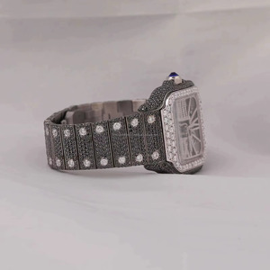 Reloj Mecánico de Esfera Cuadrada con Correa de Acero Inoxidable, Cristal de Zafiro y Diamantes, para Mujer, de Lujo, Analógico, con Números Romanos, 39 mm - Product Image 2
