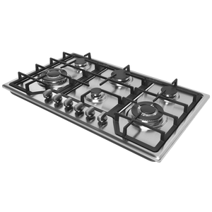 Table de cuisson à gaz encastrable professionnelle à 6 brûleurs en acier inoxydable avec fonction étanche, compatible GPL/GN, pour cuisines domestiques - Product Image 2