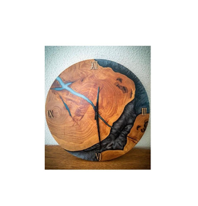 Horloge murale ronde en bois et résine, logo personnalisé, produit le plus vendu, horloge murale pour la maison et le bureau, qualité supérieure, fabrication artisanale - Product Image 2