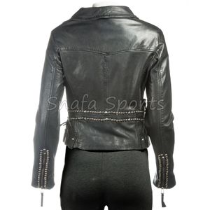 Chaqueta Corta de Cuero para Mujer, Estilo Biker, Ajustada, a la Moda, para Invierno y Estilo Urbano - Product Image 5
