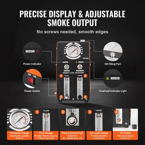Rilevatore di perdite fumi 12V per auto, tester fumi EVAP con pompa aria e manometro livello olio per veicoli - Product Image 5