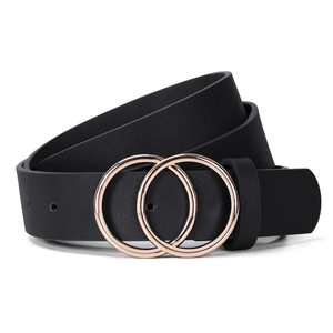Cinturones de Cuero para Mujer de Alta Calidad OEM y ODM con Hebilla Doble de Acero y Logotipo Personalizado - Product Image 2