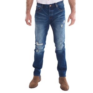 Distressed Men's Denim <b>Jeans</b> Dark Indigo Distressed Trousers Cotton Stretch Fabric Casual Streetwear Fashion Pants For Male - Product Image 2