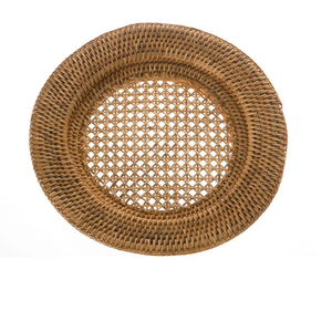 Extra Large Rattan Table Mat Hand-Made Round <b>Placemat</b> for Big Dinner Plates Decor Heavy Duty Woven Underplate - Product Image 1