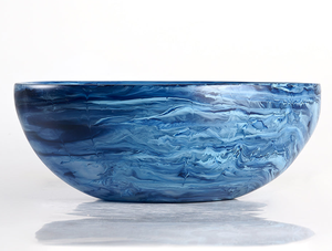 Bol de service classique en résine bleue polie, écologique, compatible lave-vaisselle, pour salades, fruits, vaisselle pour la maison, les fêtes et les mariages - Product Image 1