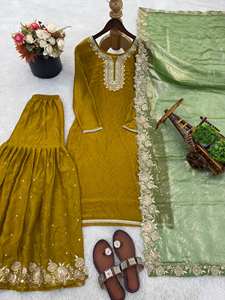 Traje Moderno de Fiesta con Dupatta de Seda y Bordado de Lentejuelas, con Función de Secado Rápido - Product Image 5