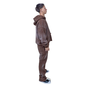 Sudadera con Capucha Oversize de Hombre con Pedrería, Estilo Urbano, Diseño de Puntos, Informal de Otoño, Tejida de Poliéster y Forro Polar - Product Image 3