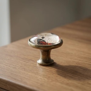 French Style Modern Round Metal <b>Crystal</b> Drawer <b>Knob</b> Butterfly Paris Postale Design for Dresser Cabinet Handle Bathroom Hotel Use - Product Image 2