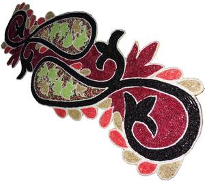 Chemin de table de luxe fait main en tissu oriental, forme irrégulière, motif floral perlé, écologique et durable, tapis et sous-plats - Product Image 1