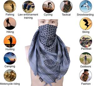 Vente en gros de foulards Shemagh pour hommes en coton 100 %, personnalisés OEM et ODM, Keffiyeh du désert, couvre-tête tactique, anti-poussière et anti-vent, pour l'extérieur/les voyages - Product Image 3