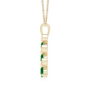 14K <b>Solid</b> <b>Gold</b> Natural Emerald Channel-Set Round Three Stone Journey <b>Pendant</b> Fine Jewellery Anniversary Gift For Her 2026 - Product Image 2