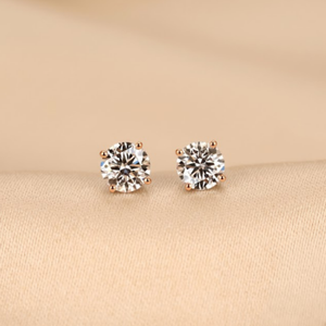 Boucles d'oreilles solitaires en diamant de culture, or 18 carats |   Boucles d'oreilles en diamant créé en laboratoire taille émeraude, clarté VVS, 6,5 mm |   Bijoux fins - Product Image 1