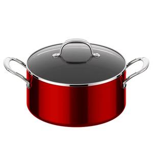 El aspecto clásico y elegante de una cacerola metálica con tapa de vidrio, con un hermoso revestimiento de color, agrega un encanto atemporal tanto a cocinas rústicas como modernas. - Product Image 4