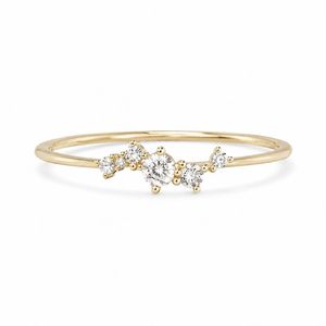 Dainty S925 Sterling <b>Silver</b> Irregular CZ Star Cluster <b>Ring</b> with 14K Gold Plated Finish for Women Wholesale - Product Image 2