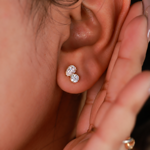 14K Solid <b>Gold</b> Toi Et Moi Style Pear & Round Lab Diamond Studs <b>Earring</b> <b>Screw</b> <b>Back</b> <b>Earrings</b> Anniversary Gift Everyday Wear - Product Image 1