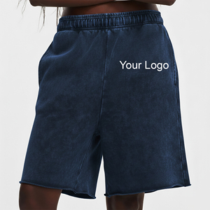 Shorts en coton délavés à l'acide, longs, tendance, de haute qualité, sans cordon de serrage, pour activités de plein air et gym, prix de gros abordable - Product Image 1