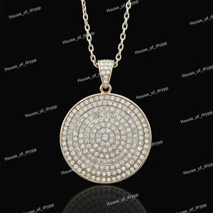 จี้เหรียญทรงกลมสีทองประดับเพชรโมอิสซาไนท์จี้ฮิปฮอปวงกลมแบบศูนย์กลาง - Product Image 3