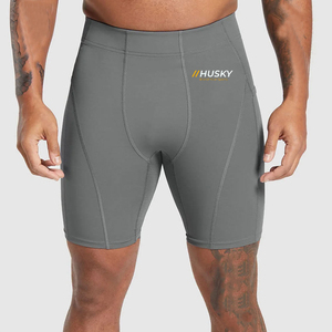 Shorts de Compresión Unisex de Nailon y Spandex, Cintura Alta Elástica, Bolsillo Oculto, Logotipo Personalizado, Secado Rápido, Ligeros, Transpirables, hasta la Rodilla - Product Image 1