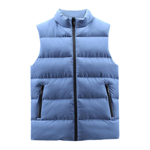 Chaleco Acolchado Azul para Hombre, Cuello Alto, Cierre de Cremallera, Cortavientos, Informal, Ropa de Invierno, Relleno de Poliéster, Bolsillos, Largo Regular - Product Image 6