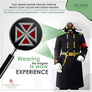 Insignia de manga para uniforme de Caballero Templario Antiguo Gran Maestro, color granate y plateado |   Insignia Bordada Personalizada |   Regalia Masónica - Product Image 3
