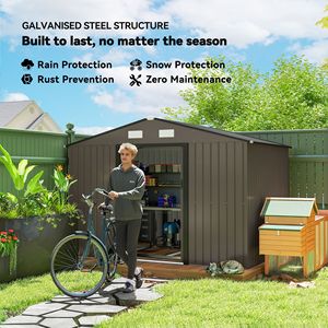 Grande Capanno da Giardino per Esterni, Casetta Attrezzi Moderna Industriale in PVC Ecologico e Acciaio Zincato Impermeabile per Deposito Biciclette - Product Image 1