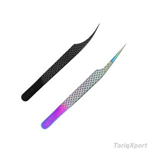 Pinzas Profesionales para Extensión de Pestañas de Acero Inoxidable, Pinzas para Volumen de Pestañas Antiestáticas de Precisión para Uso en Salones de Belleza y Maquillaje - Product Image 3