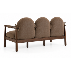 Sofá Moderno de 3 Plazas en Madera de Nogal con Cojines Redondos, Tapizado en Tela, para Sala de Estar, Hotel, Apartamento o Villa - Product Image 3