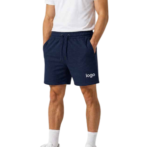 <b>Men's</b> <b>Navy</b> Blue Cotton/Polyester <b>Shorts</b> With Drawstring Casual Breathable Knitted Quick Dry Custom Design High Street <b>Men</b> <b>Shorts</b> - Product Image 2