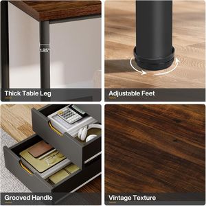 Moderno semplice 78.7 pollici Extra lungo doppio ufficio scrivania per due persone Computer da studio postazione di lavoro con 5 cassetti - Product Image 2